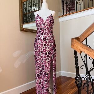 B. Smart, brand new heavy, dark pink, purple, sequins, size 9/10, prom dress